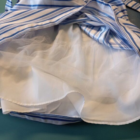 Bonnie Jean Size 16 Girls White with Blue Stripe and Pink Ribbon Bow Dress - Picture 6 of 6